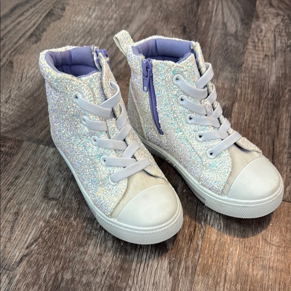 Glittery High-Top Kids Sneakers